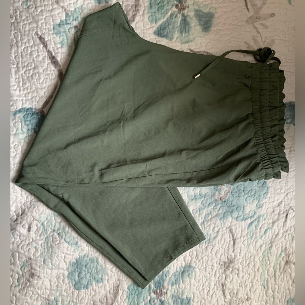 Elastic-Waist Olive Green Women's Jogger Pants